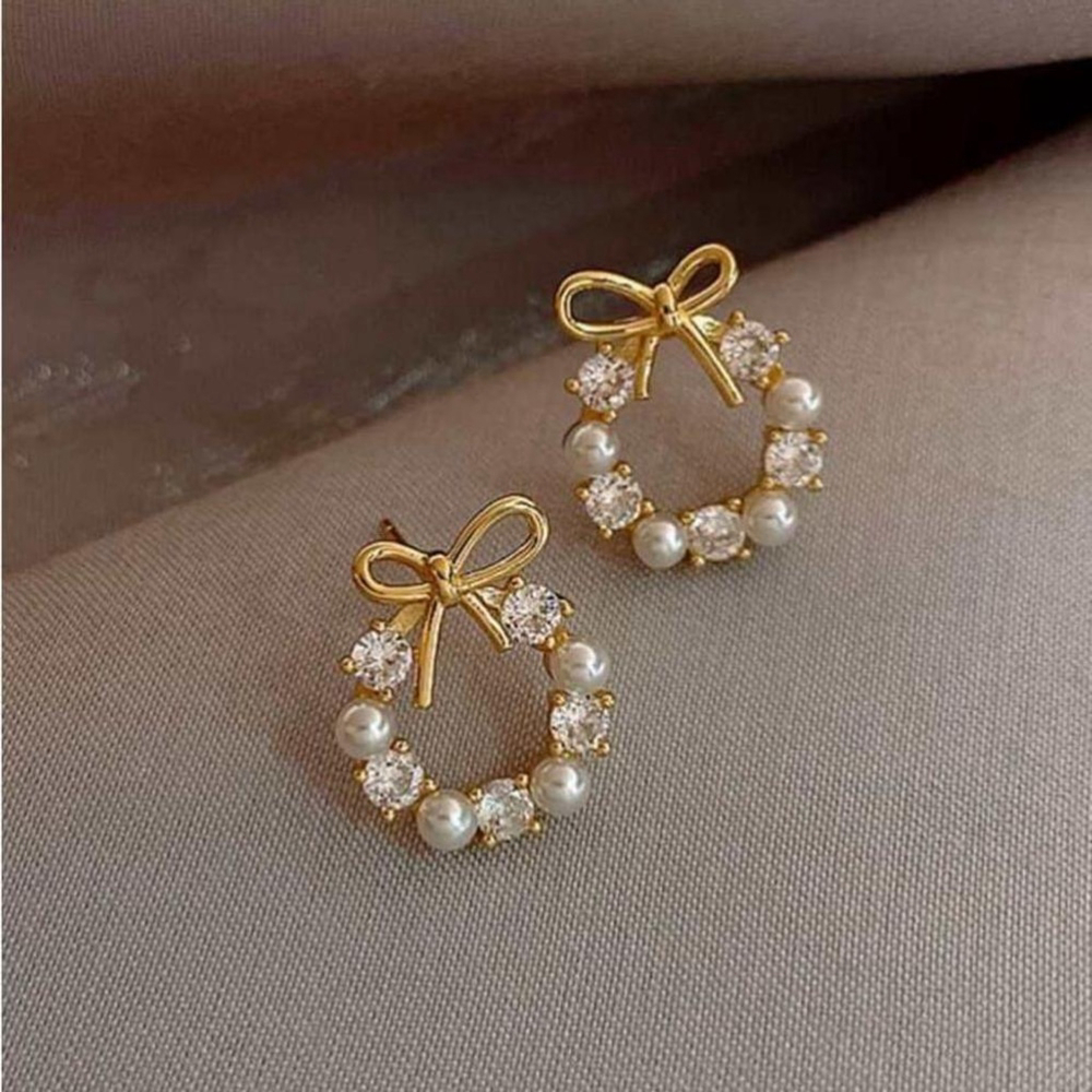 ⚠️Clearance Bow Knot Earrings Pearls - Picture 3 of 4